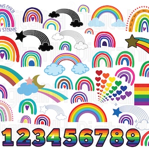 40+ Rainbow SVG Bundle, Colorful Rainbows SVG, Rainbows SVG, Rainbow designs, Rainbow Silhouette, Rainbow love svg, Rainbow Numbers svg