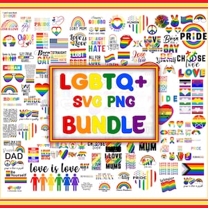 LGBTQ+ Pride Digital Art Bundle, SVG, PNG, Pride Month Designs, Rainbow Clip Art, Equality, Love Wins Digital Downloads, Pride Decor