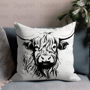 Highland Cow SVG File, Farmhouse Animal Digital Art, Instant Download ...