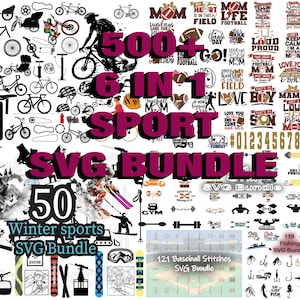 500+ sport SVG-bundel, voetbal SVG-bundel, sport SVG, honkbal SVG, sportschool SVG, fitness SVG, fietsen SVG, Ski SVG, digitaal bestand