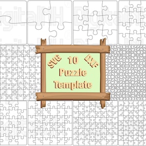 10 Puzzle  SVG Template Bundle,  Jigsaw Puzzle SVG, Digital File, Instant Download, Laser Cut Puzzle, Puzzle DXF, Puzzle svg
