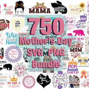 750 Moederdag SVG-bundel, moeder citaten SVG, moeder SVG, moeder png, moeder T-shirt ontwerpen, digitaal bestand, Instant Download