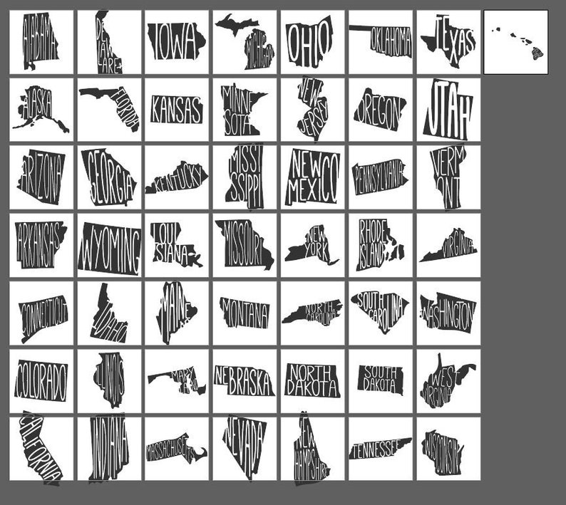 50 USA States SVG Bundle USA Map Svg Us States Svg Usa Map Etsy