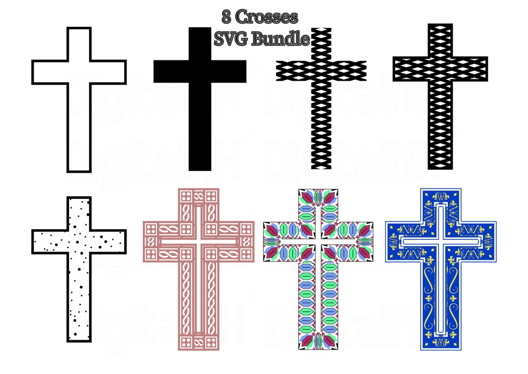 8 CROSS SVG Bundle, CHRISTIAN Bundle Svg, Cross Cut File, Cross ...