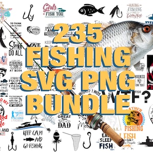 Paquete de 235 SVG PNG de pesca, paquete de SVG de peces, svg de caña de pescar, svg de peces, svg de citas de pesca, archivo digital, descarga instantánea