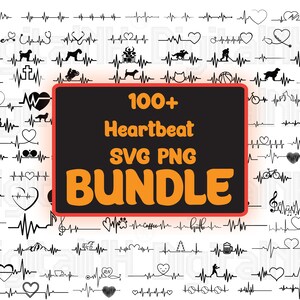 Paquete SVG PNG de latidos del corazón, SVG de latidos del corazón, silueta de latidos del corazón, archivo de corte de latidos del corazón, svg de médico, svg de música, archivo digital, descarga instantánea
