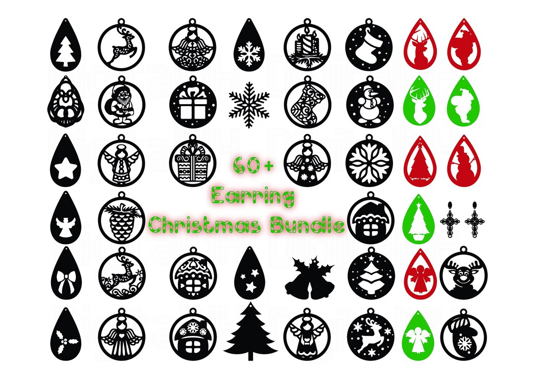 60 Christmas Earrings SVG Bundle, Earrings SVG Bundle, Christmas SVG
