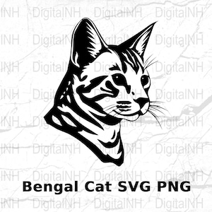 Bengal Cat SVG File for Cricut, Cute Kitten Illustration, Digital Download, PNG Clipart, Craft Design, Pet Decal, Printable Feline Art