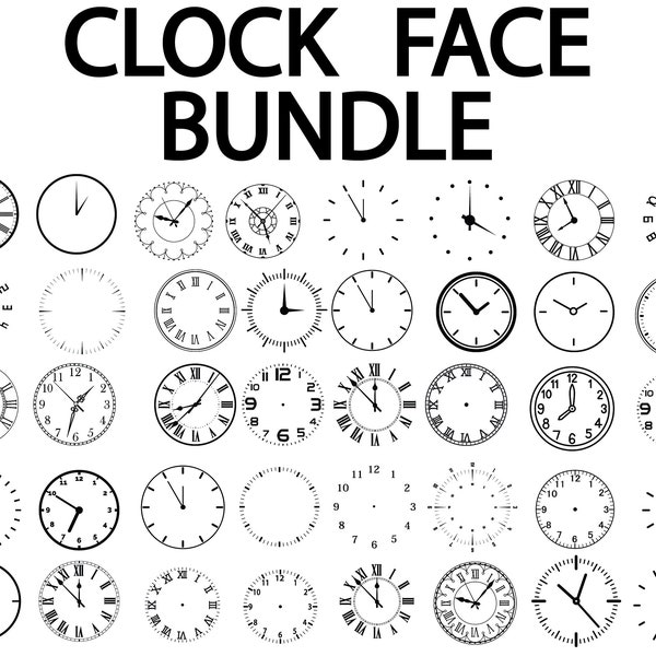 Clock Face SVG Bundle, Digital Download, DIY Clock Design, Wall Art Decor, Clock Cut Files, Scrapbooking, PNG Instant Download