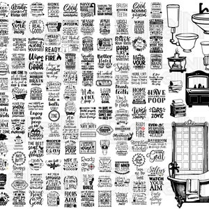 160 badkamer SVG PNG-bundel, badkamer SVG, badkamercitaten svg, wasruimte svg, toilet svg, grappige badkamercitaten, digitaal, Instant download