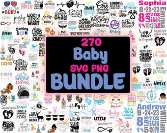 Bébé SVG PNG Bundle, Bébé SVG, Annonce de bébé svg, Nouveau-né svg, Grossesse svg, Gender Reveal, Fichier numérique, Téléchargement instantané