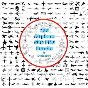 200 Airplane SVG PNG Bundle: Aviation Designs (Digital File)