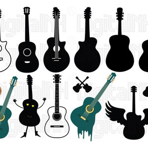 Guitar SVG Bundle, Guitar Clip art, Guitar Silhouette, Music SVG, Guitar PNG, Digital File, Instant Download