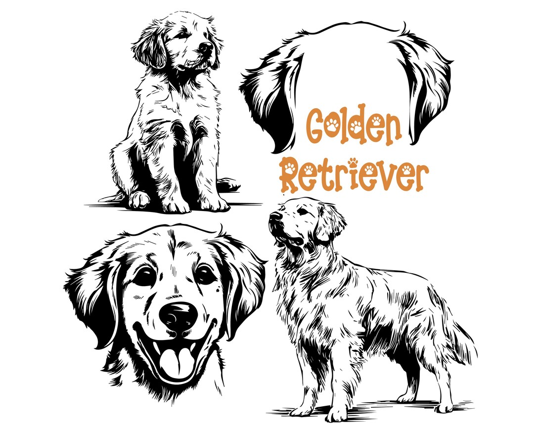 Golden Retriever SVG PNG Bundle, Golden Retriever Dog, Dog Ear Svg ...