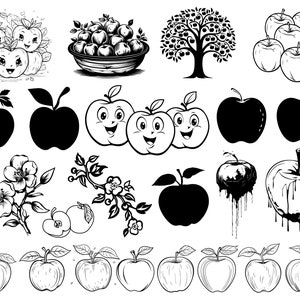 23 Apple SVG PNG Bundle, Apple SVG, Frutta svg, Cesto di mele svg, Disegno a mano di mela, Albero di mele svg, File digitale, Download istantaneo