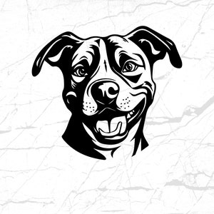 Smiling Dog SVG File for Cricut, Pet Lover, Amstaff svg, Dog Portrait PNG, Animal Clipart, Cute Dog Face Vector Art, Craft Supplies
