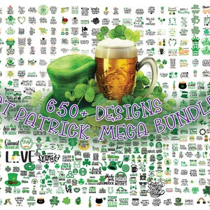 Plus de 650 St Patrick's Day SVG PNG Mega Bundle, chance svg, svg trèfle, Shamrock Svg, svg irlandais, citations de la Saint-Patrick, téléchargement numérique