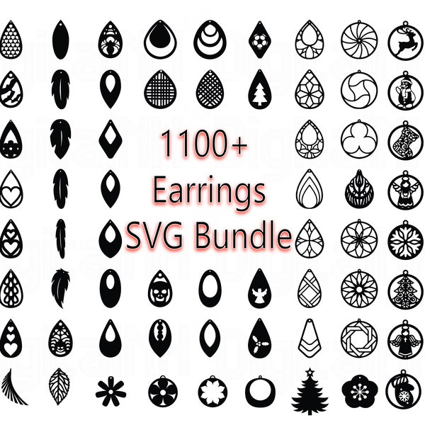1100+ EARRINGS SVG Bundle, Earring SVG bundle, Patrones de corte de pendiente, Pendiente de cuero svg, Earring Cricut Files, Mega Bundle, Archivo digital