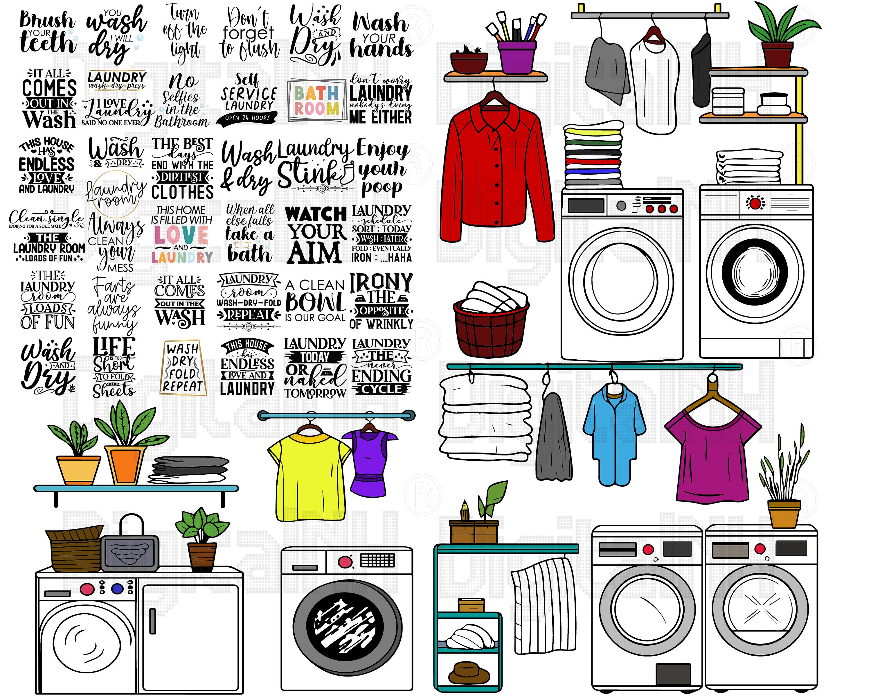 Laundry SVG PNG Bundle, Laundry SVG, Bathroom svg, Bathroom Quotes, Laundry Quotes, Laundry items svg, Digital Files, Instant download