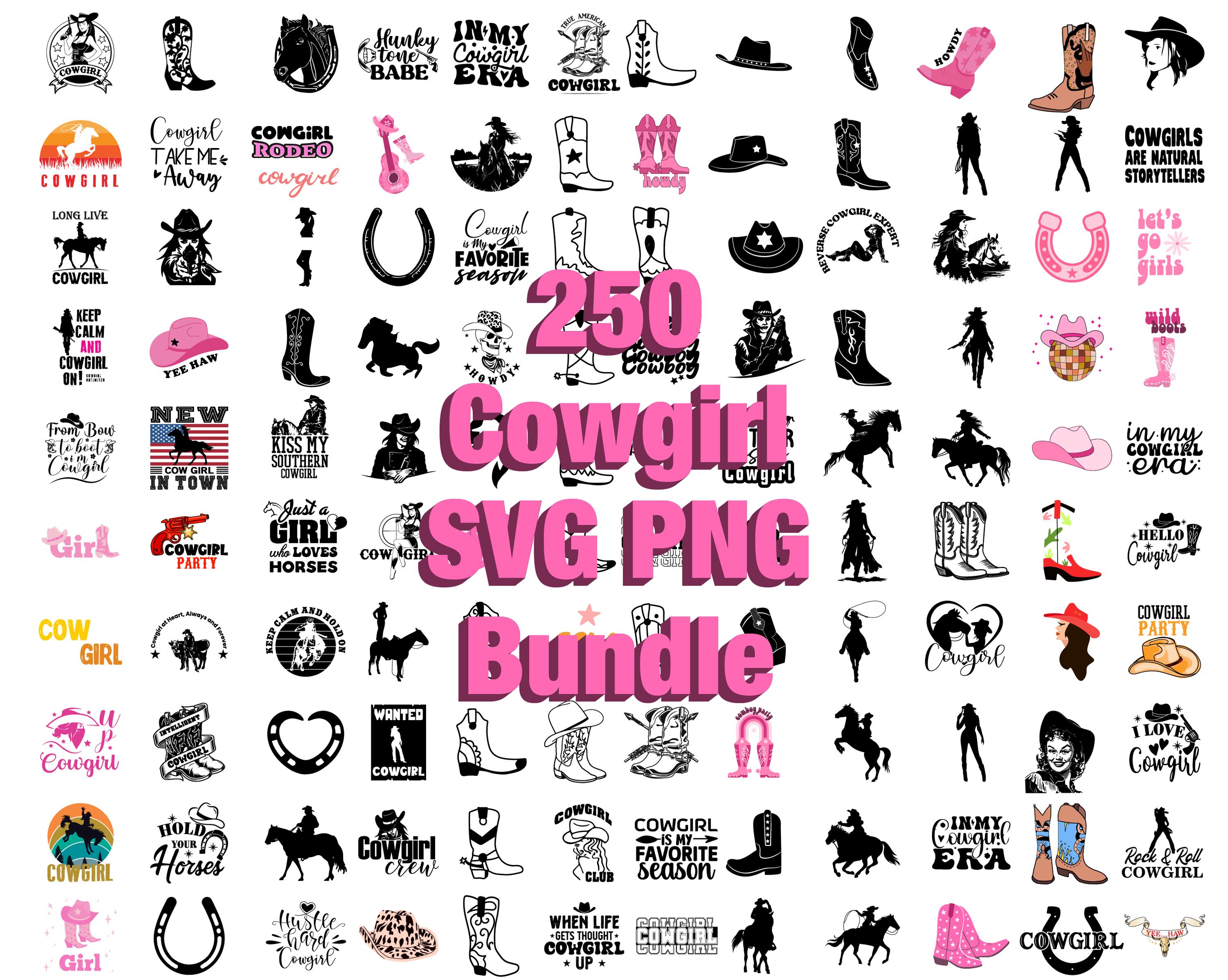 250 Cowgirl SVG PNG Bundle: Western Girl Quotes (Digital Files)