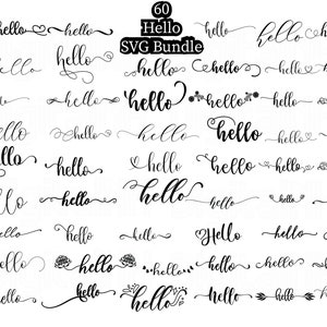 Lot de 60 Bonjour SVG, Bonjour SVG, fichier numérique, téléchargement immédiat, Bonjour Silhouette SVG, Bonjour couper fichier, fichier svg pour cricut