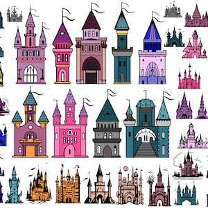 41 Castle SVG PNG Bundle, Enchanting Rainbow Castle SVG Bundle, Fairy Tale Clipart, Colorful Castle svg, Digital File, Instant download