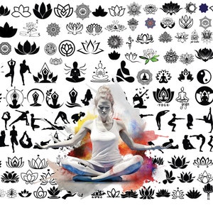 150 Yoga SVG Bundle, Yoga SVG, Loto SVG, Fiore svg, Meditazione svg, Yoga Clipart, Yoga svg File di taglio per Cricut, Yoga Silhouette