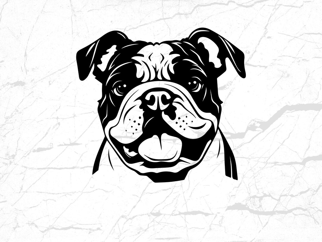 Bulldog SVG File, Dog Face Cut File, Pet Digital Download, PNG Vector