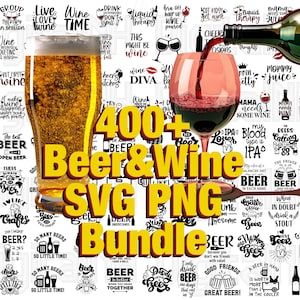 400+ bier en wijn SVG PNG-bundel, bier SVG, wijn SVG, alcohol SVG, Alcohol Quotes SVG, drinken SVG, digitaal bestand