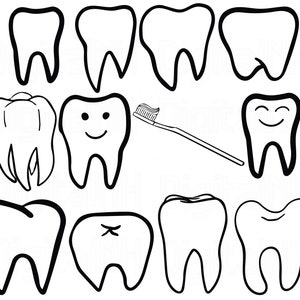 Dentiste SVG Bundle, SVG de dent, dents SVG, svg dentaire, Silhouette de la dent, fichier de coupe de dent, fée Tooh svg, svg brosse à dents, usage Commercial