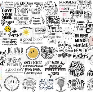 60+ Mental Health SVG Bundle, Positive SVG, Motivational SVG, Inspirational svg, Mental Health Awareness svg, Cut Files for Cricut