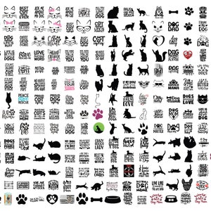 Mega Bundle de SVG de gato y perro, Bundle de SVG de gato, Bundle de SVG de perro, Bundle de SVG de pata, SVG de mascota, SVG de animal, Archivo digital, Descarga instantánea
