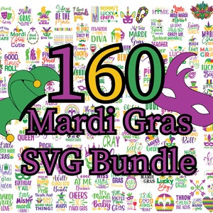 160 Mardi Gras SVG Bundle, Mardi Gras Clipart, Carnival mask silhouette, Mask SVG, Carnival SVG, Festival svg, Mardi Gras Carnival svg
