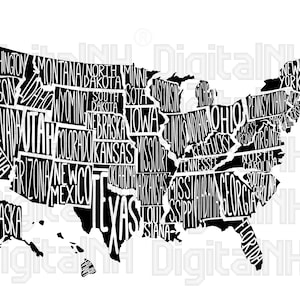 50 États des États-Unis SVG Bundle, carte des États-Unis svg, svg des États-Unis, Usa carte Puzzle Svg, svg des États-Unis, États-Unis avec nom svg, fichier numérique