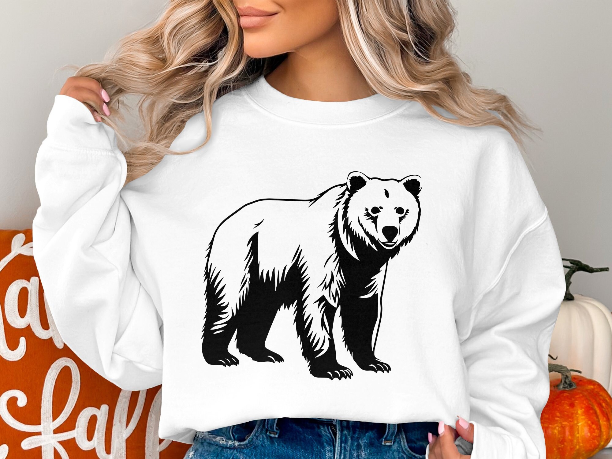 【GRAVER】24FW★ Dot Silhouette Bear Sweatshirt GRAVER]24FW☆韓国人気☆DOT SILHOUETTE BEAR SWEATSHIRT