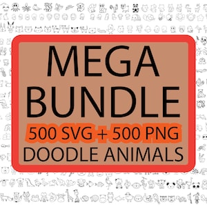 Plus de 500 Doodle animaux SVG PNG Bundle, Doodle animaux SVG, svg animaux, svg animaux dessinés à la main, bébé animal Svg, Doodle Svg, fichier numérique