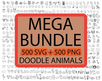 500+ Doodle Tier SVG PNG Bundle, Doodle Tier SVG, Tiere svg, Hand gezeichnetes Tier svg, Baby Tier svg, Doodle svg, digitale Datei