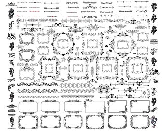 Decorative Elements SVG Bundle, Ornaments SVG Bundle, Text Divider SVG, Vintage Frames svg, Frames svg, Digital File, Instant download