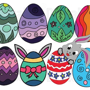 Paquete SVG de huevos de Pascua, SVG de conejito, SVG de conejito de Pascua, paquete SVG de huevos, SVG de Pascua, silueta de huevo de Pascua, huevos de Pascua dibujados a mano, SVG de huevo
