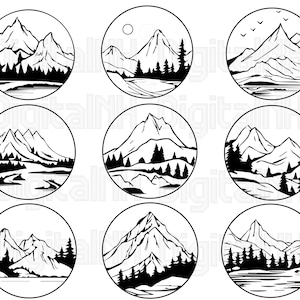 Mountain Landscape SVG PNG Bundle, Forest svg, Mountain SVG, Mountain logo, Landscape svg,  Mountain Clipart, Mountain Cricut, Digital file