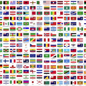 Pacote SVG de 280+ bandeiras, PNG de bandeiras, SVG de bandeiras do mundo, SVG de país, SVG de bandeira de país, SVG patriótico, Vetor de bandeira, Arquivo digital, Download instantâneo