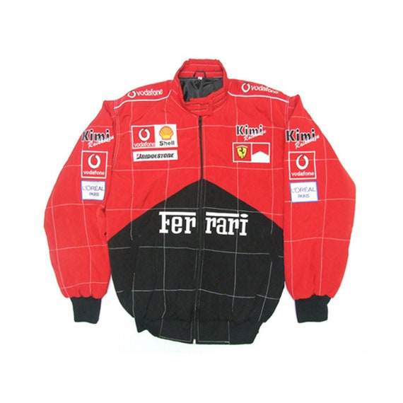 Ferrari Kimi Racing Red & Black Jacket NASCAR Jacket - Etsy
