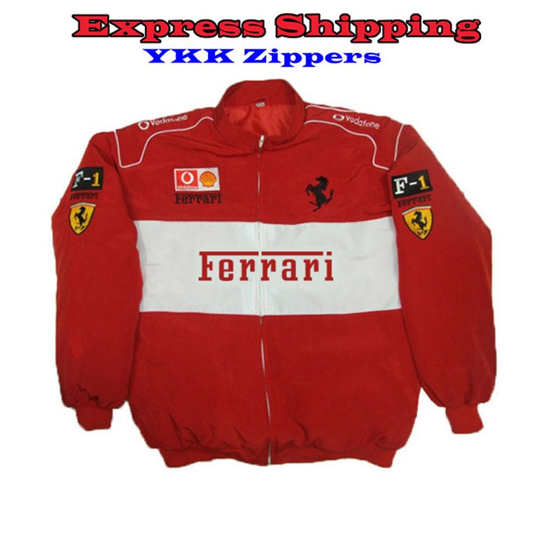 Ferrari Racing Jacket Red and White NASCAR Jacket Vintage - Etsy