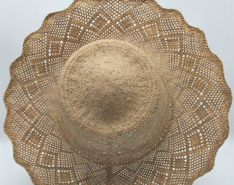 Summer hat, scalloped straw capeline, hatters, milliners, sun hat, holidays, sun protection,