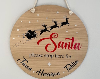 Personalised Santa Stop Here Sign | Christmas Decor | Personalised Christmas Sign | Santa Stop Here | Christmas Gift | Personalised Gift