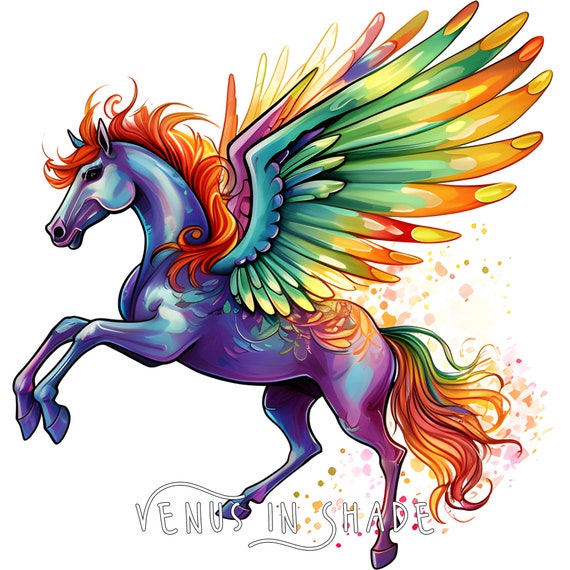 Rainbow unicorn in a fantasy landscape Royalty Free Vector