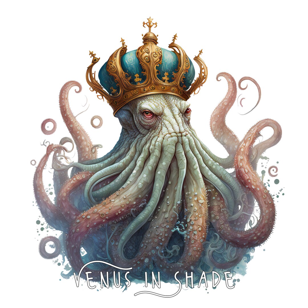 Odd Creature Octopus King Ocean Kraken Monster Nautical Sea Woodland