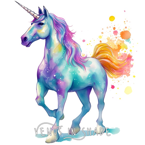 Rainbow Unicorn | Fantasy Pegasus Flying Horse - Fairytale Beast Fantasy Lovers - Woodland Forest Animal Whimsical Clipart Sublimation PNG