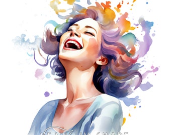 Emotions - Joy | Surrealistic Deep Dreaming | Emotional Release Relief Joyful Happy Thoughts | Watercolor PNG Sublimation Graphics Clipart
