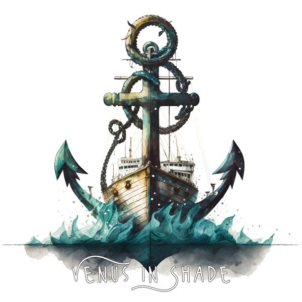 Anchor | Nautical Ship Pirate Emblem - Shipwreck Boat Captain Sea Shore Logo - Fishing Outdoor Beach Sealife Clipart Sublimation PNG